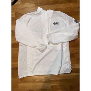 ADIDAS WHITE Half-Zipper Windbreaker With‎ Logo Skyline